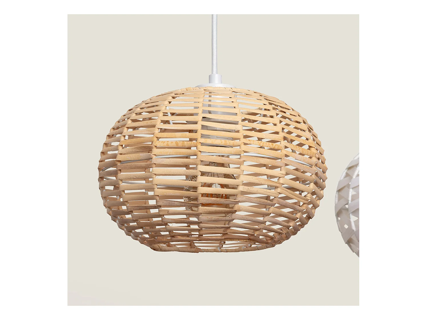 Suspension Rotin et Bois Linfen Naturel