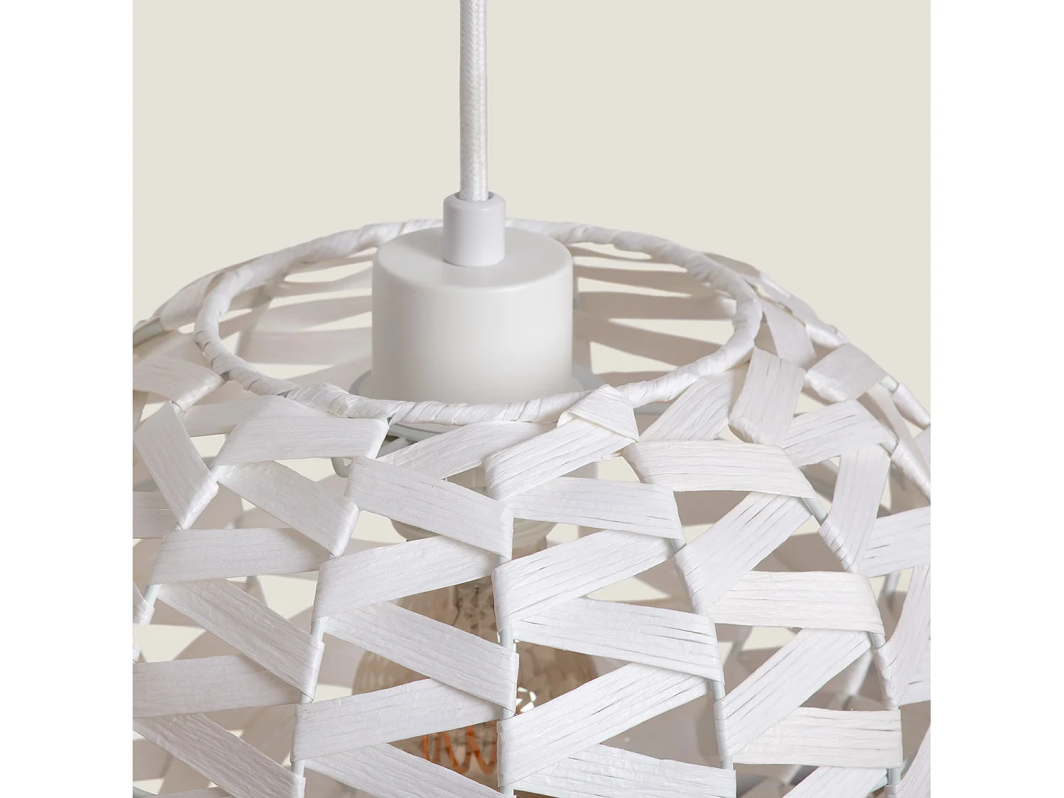 Suspension Rotin et Bois Linfen Naturel