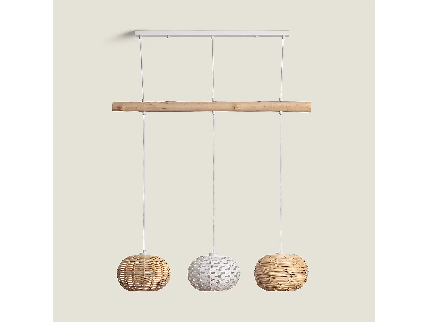 Suspension Rotin et Bois Linfen Naturel