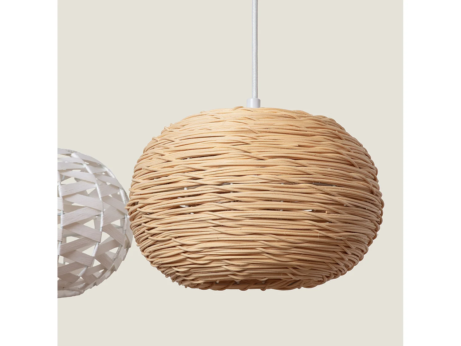 Suspension Rotin et Bois Linfen Naturel