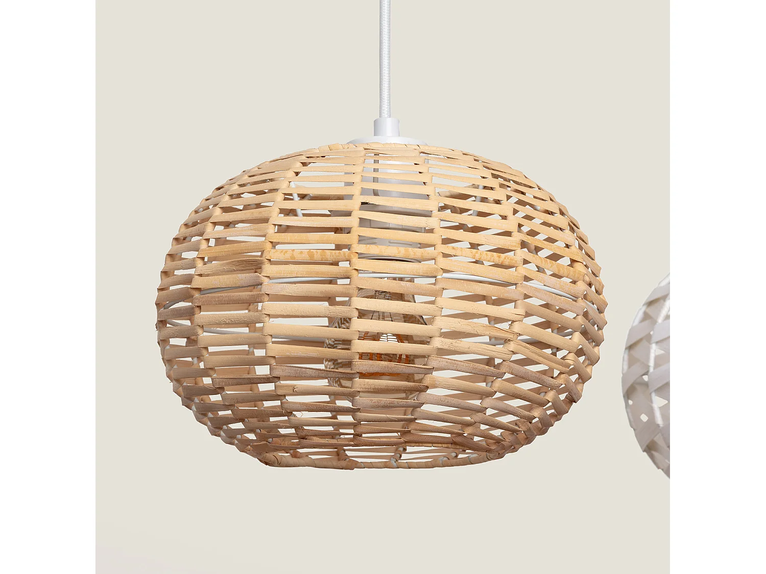 Suspension Rotin et Bois Linfen Naturel