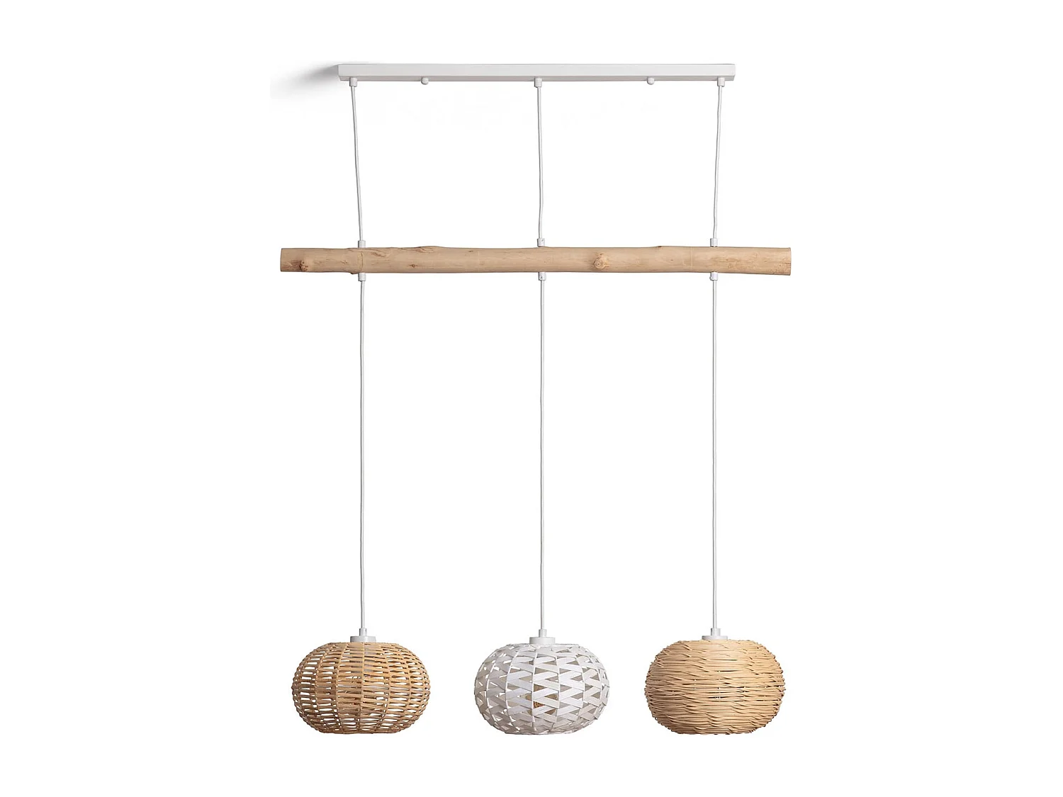 Suspension Rotin et Bois Linfen Naturel