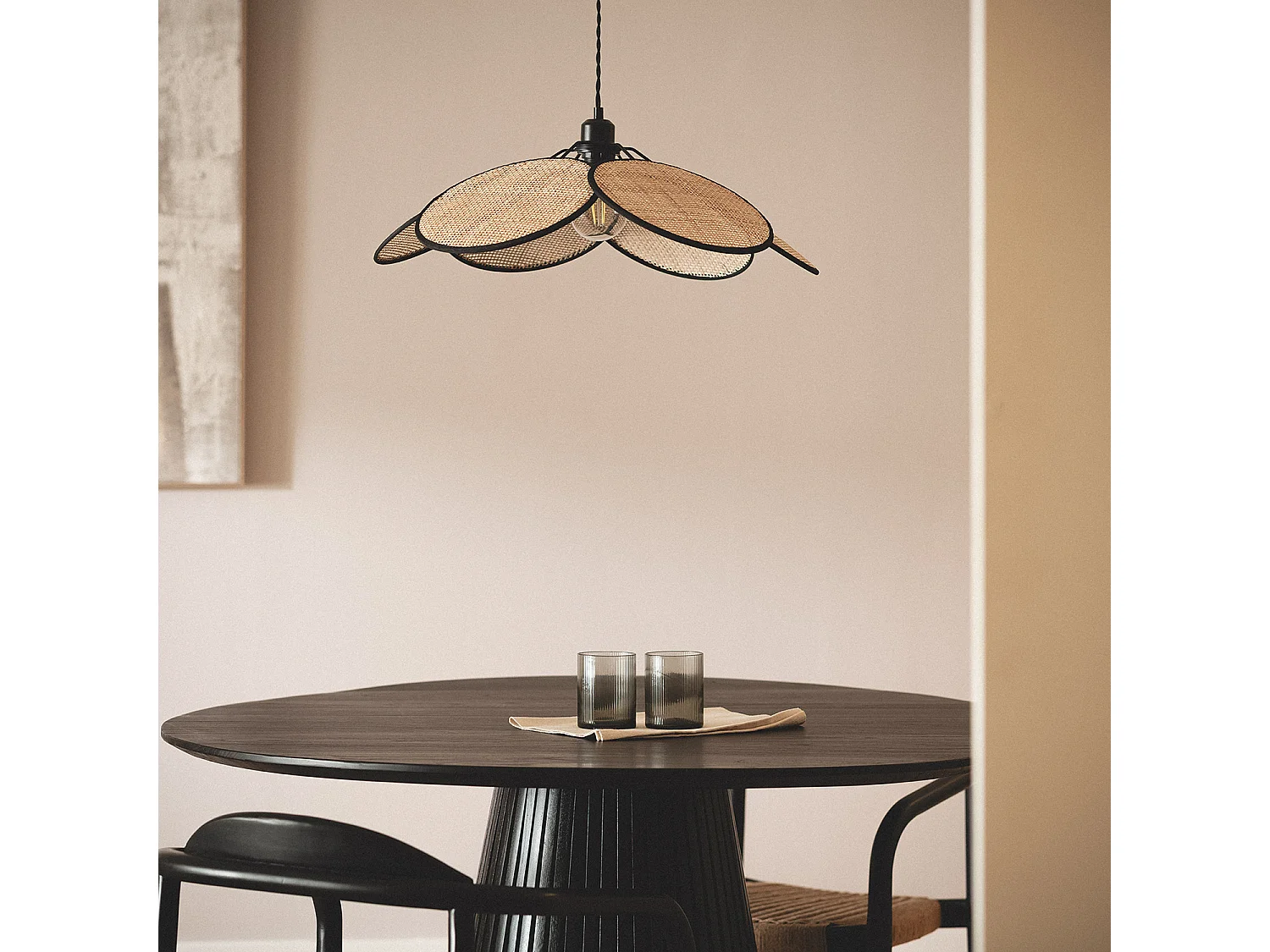 Suspension Rotin Nirvana Noir tressé