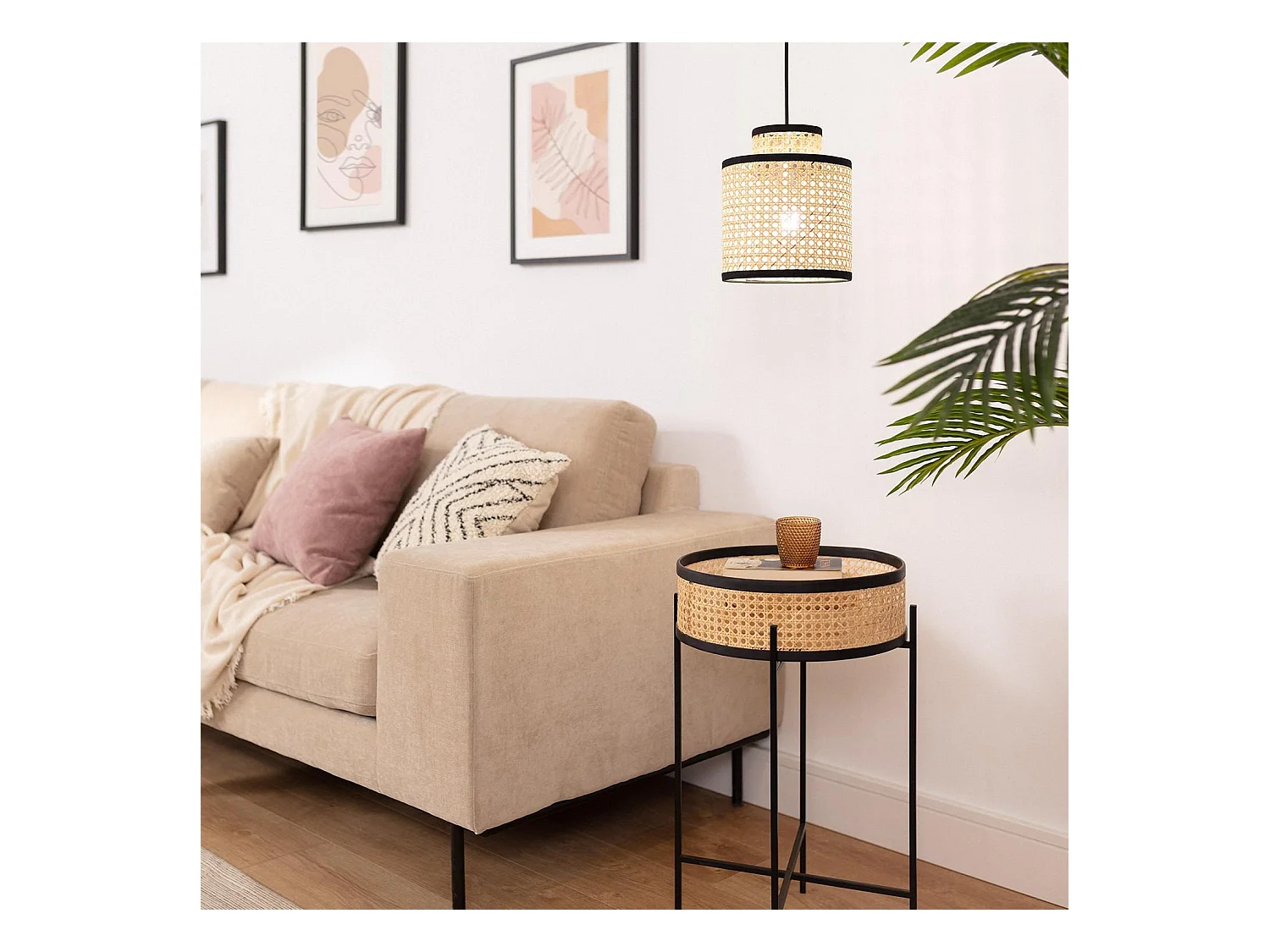 Lampada a Sospensione Rattan Huela Piccola Naturale