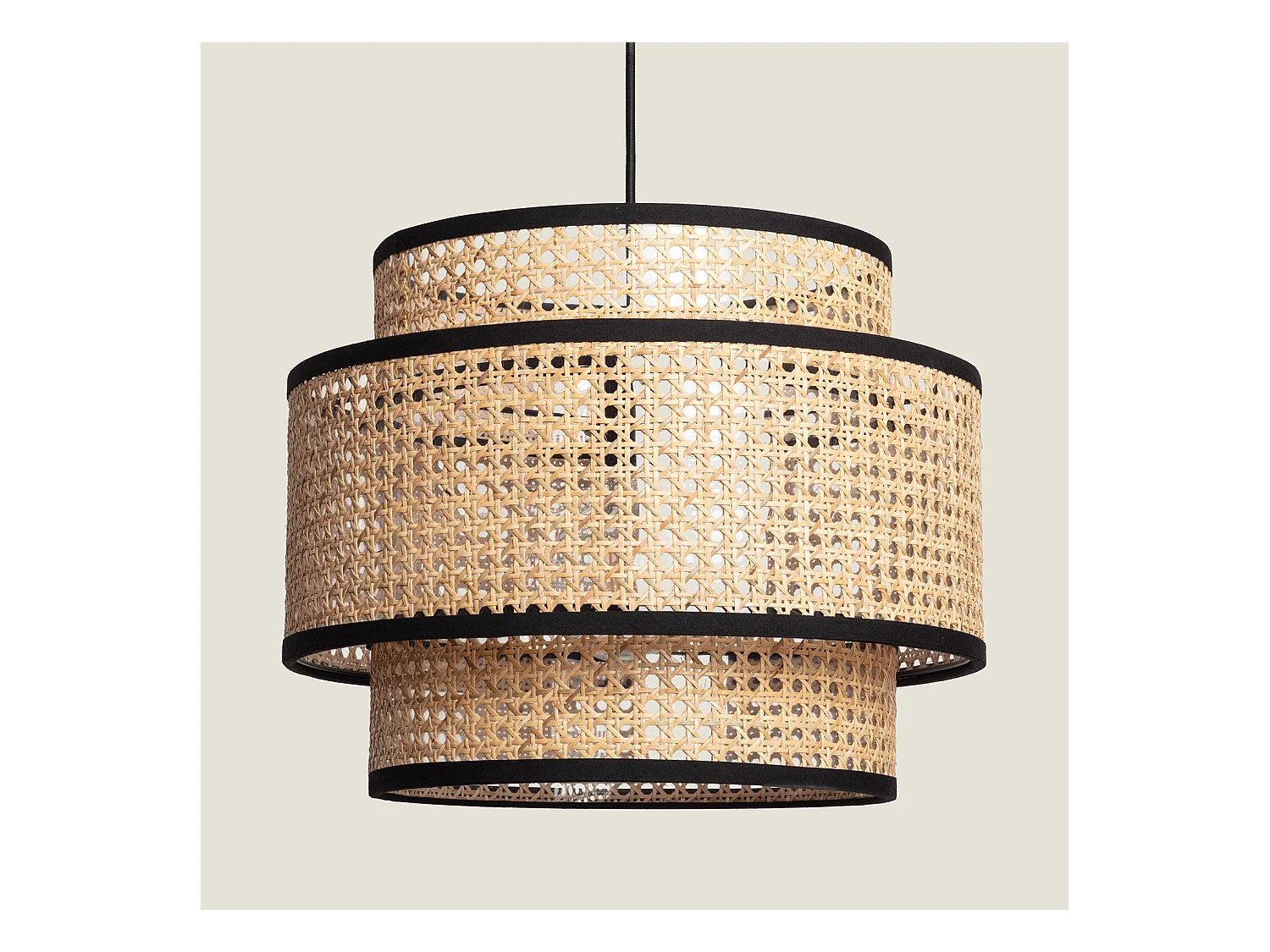 Lampada a Sospensione Rattan Huela Triplo Naturale