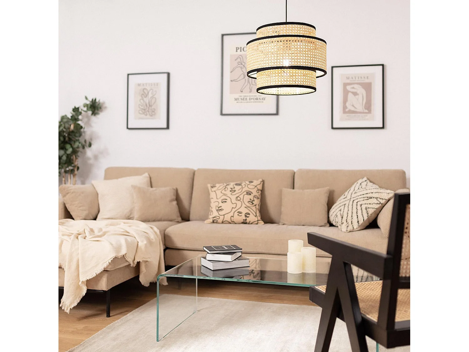 Suspension Rotin Huela Triplo Naturel