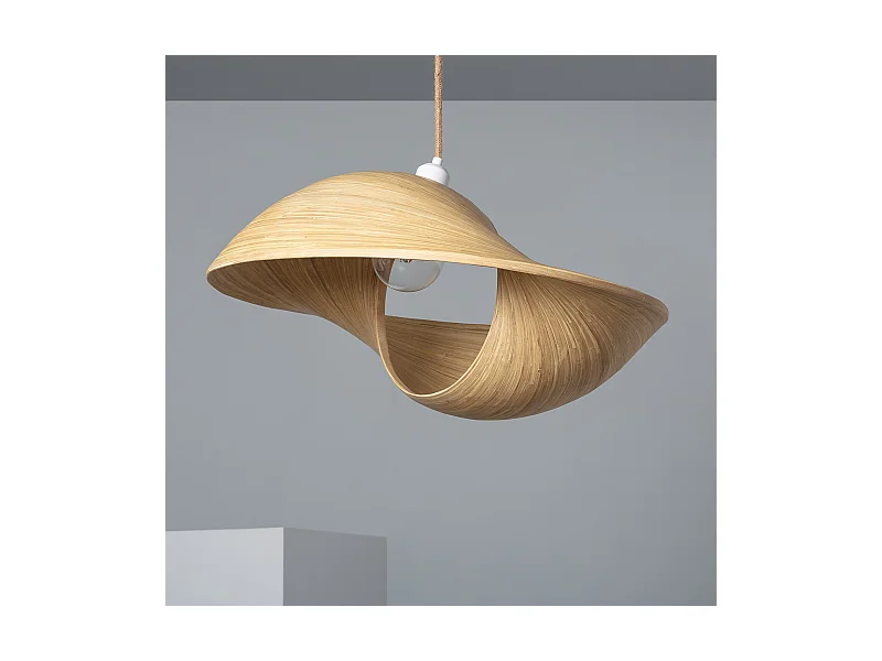 Lámpara Colgante Bambú Shuka Big Acacia Ø600 mm ILUZZIA Textil Natural