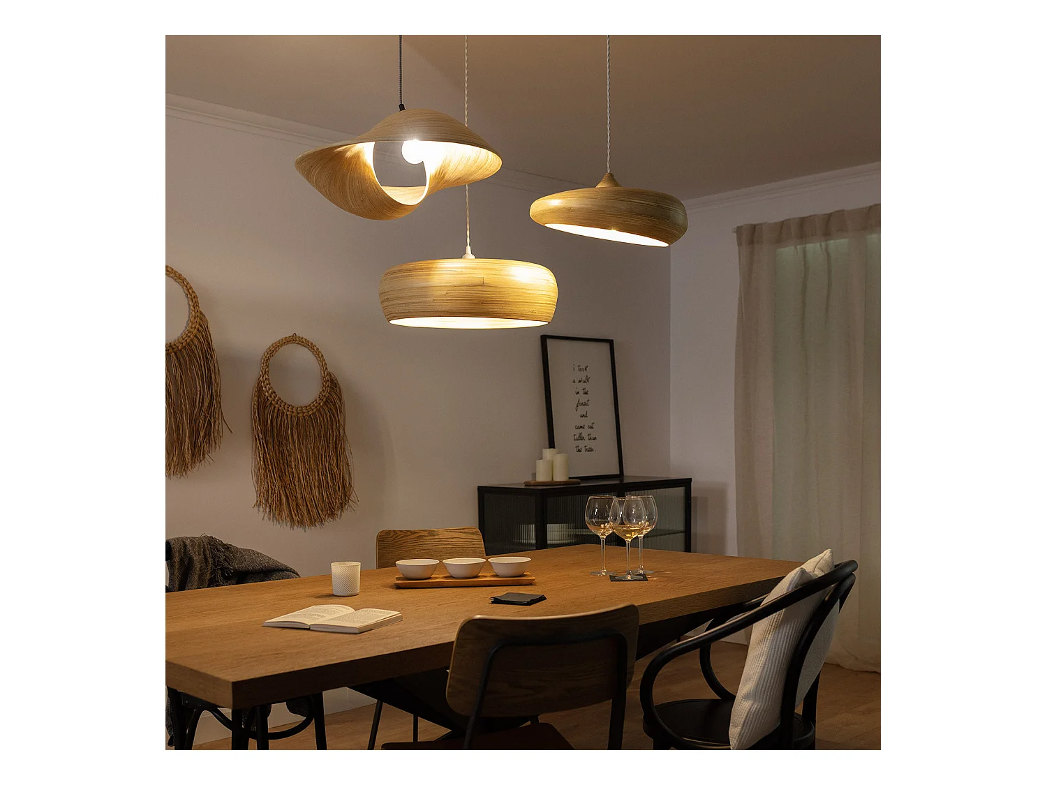 Lámpara Colgante Bambú Shuka Big Acacia Ø600 mm ILUZZIA Textil Natural