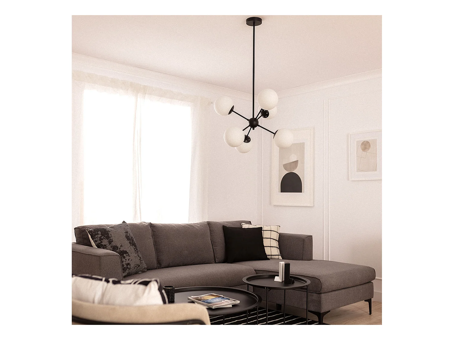 Lampada a Sospensione Metallo e Vetro Balts Big Nero