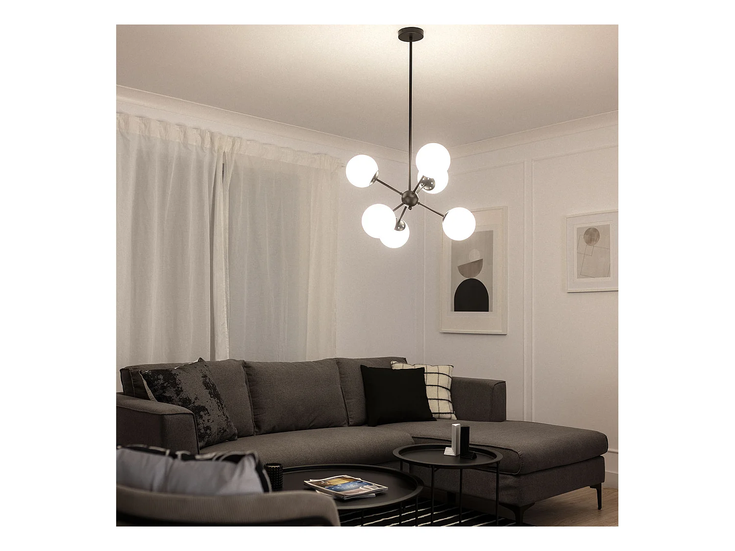 Lampada a Sospensione Metallo e Vetro Balts Big Nero