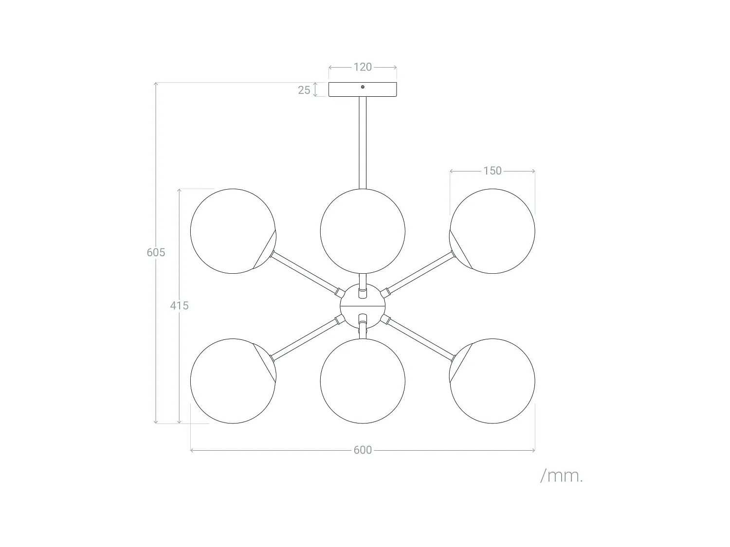Lampada a Sospensione Metallo e Vetro Balts Big Nero