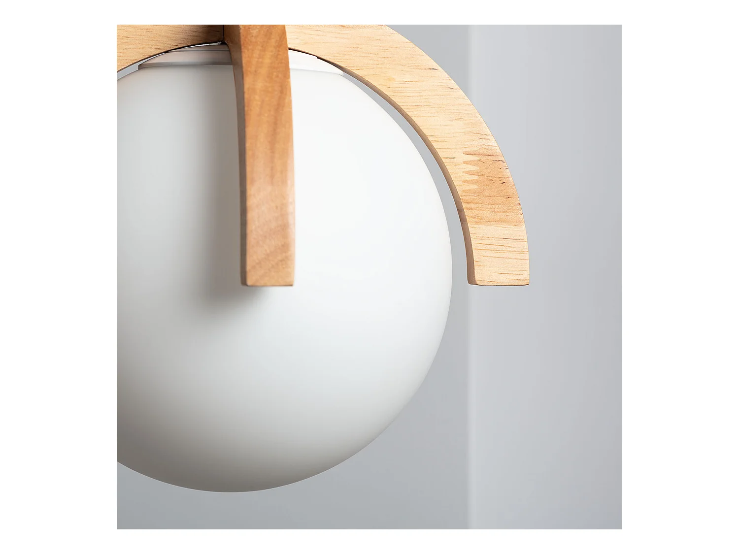 Lámpara Colgante Madera y Cristal Platón Blanco