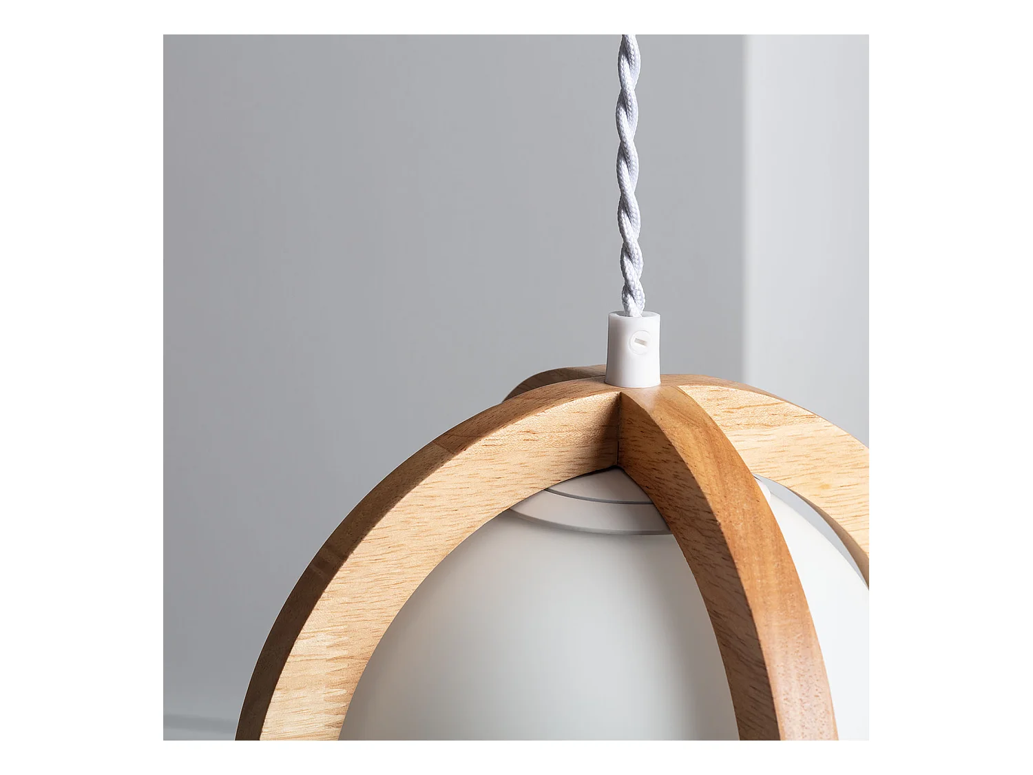 Lámpara Colgante Madera y Cristal Platón Blanco