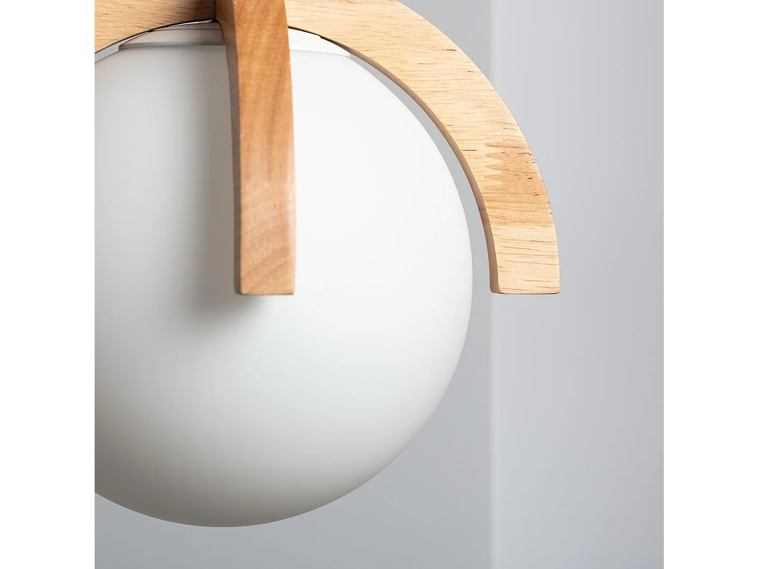 Suspension Bois et Verre Platon Blanc