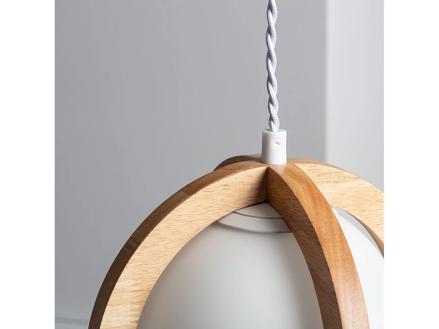 Suspension Bois et Verre Platon Blanc