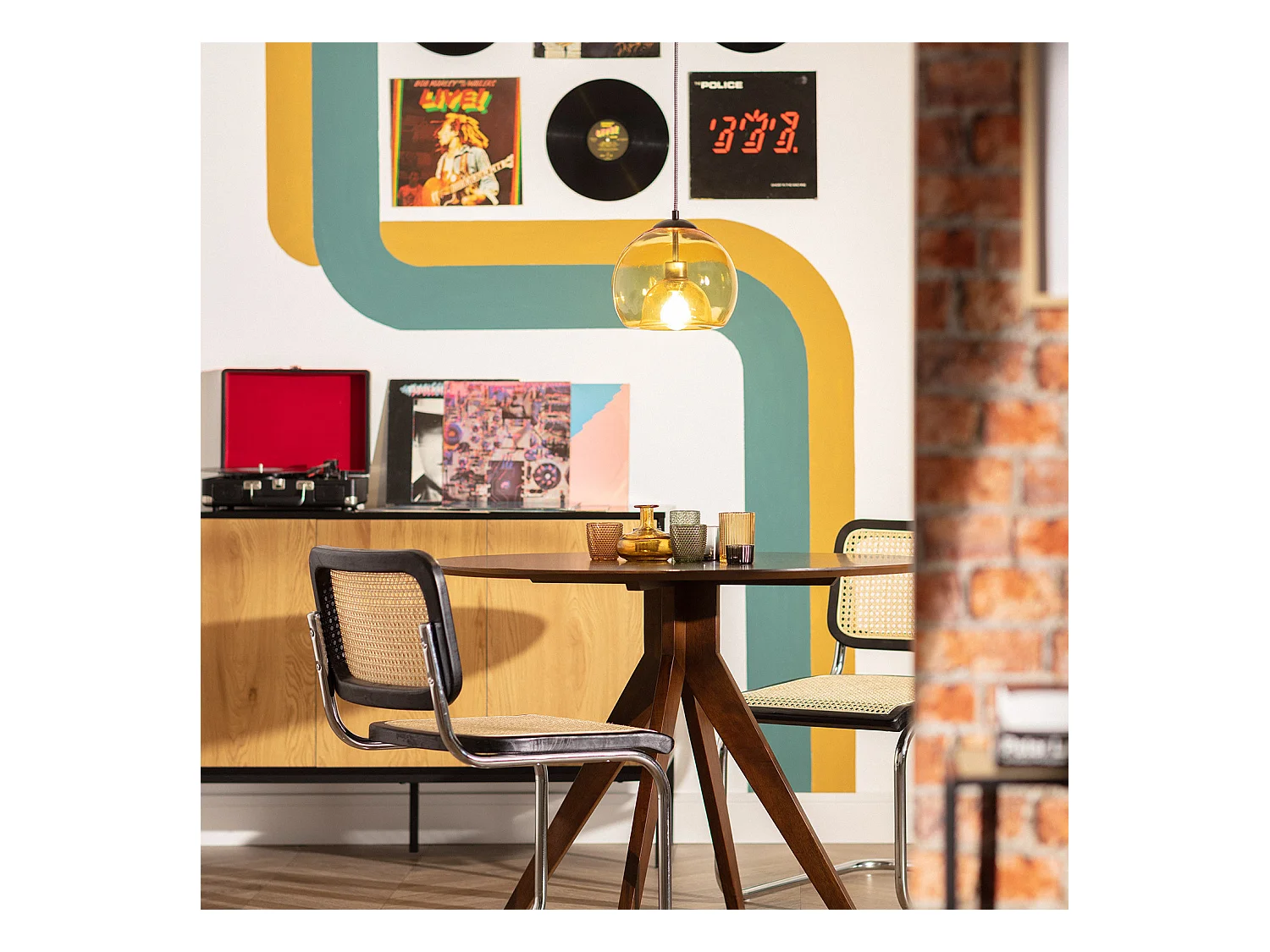 Lámpara Colgante Cristal Vaca Ámbar