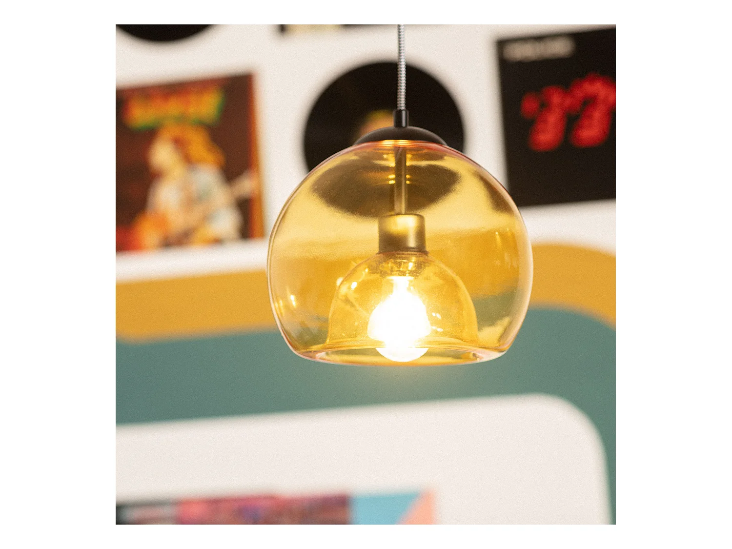 Lámpara Colgante Cristal Vaca Ámbar