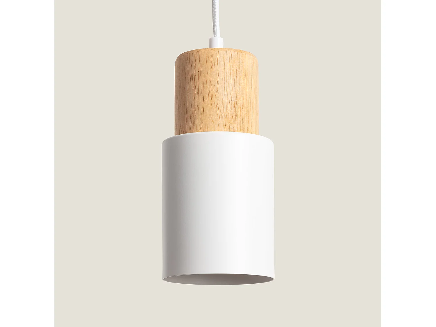 Suspension Aluminium et Bois Kidonge  Blanc