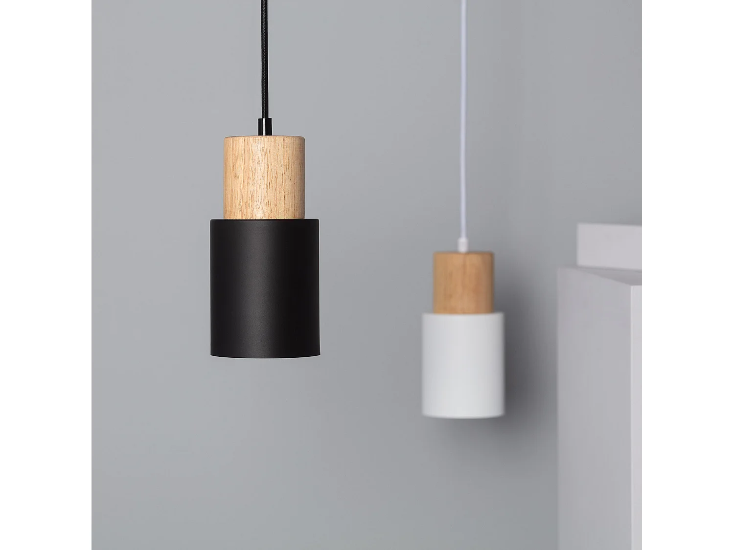 Suspension Aluminium et Bois Kidonge  Blanc
