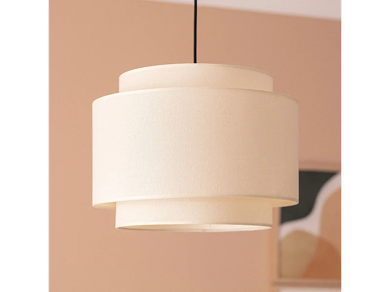 Lampada a Sospensione Metallo e Tessuto Arija Beige