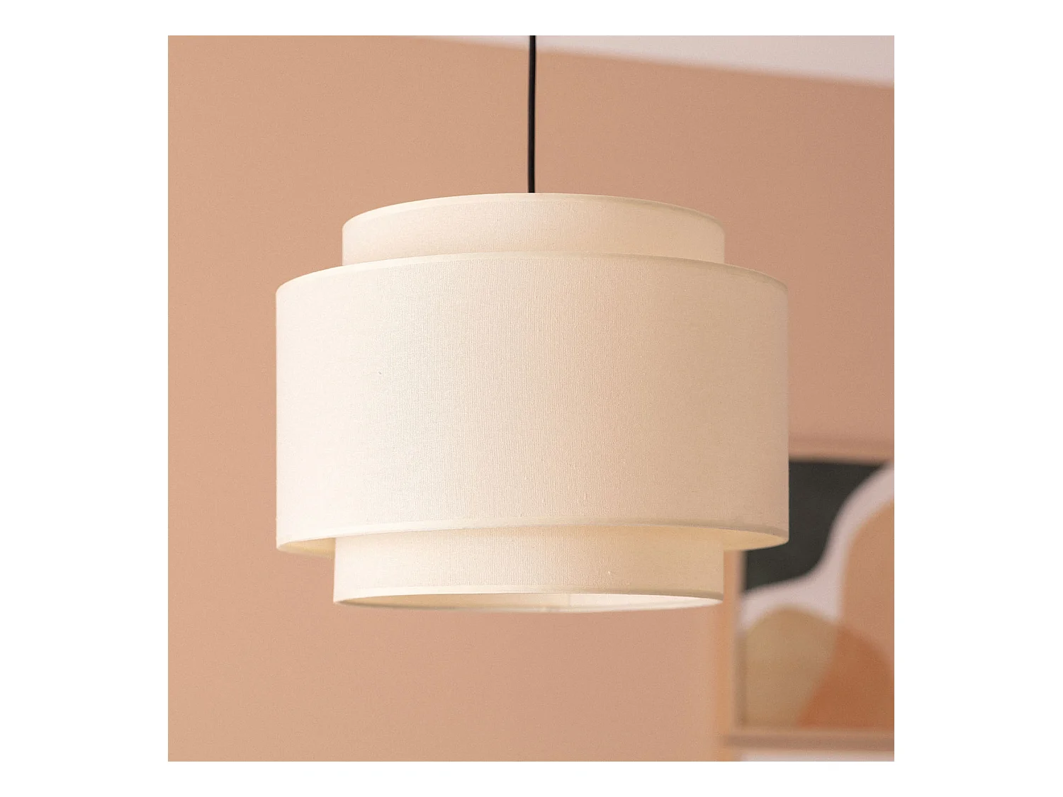 Suspension Métal et Tissu Arija Beige