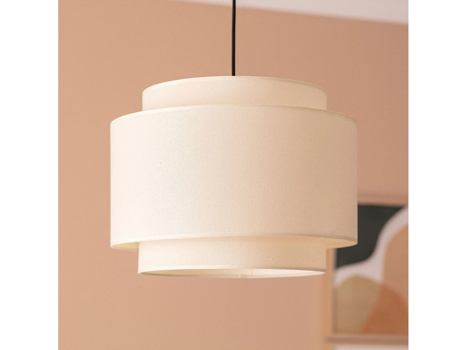 Suspension Métal et Tissu Arija Beige