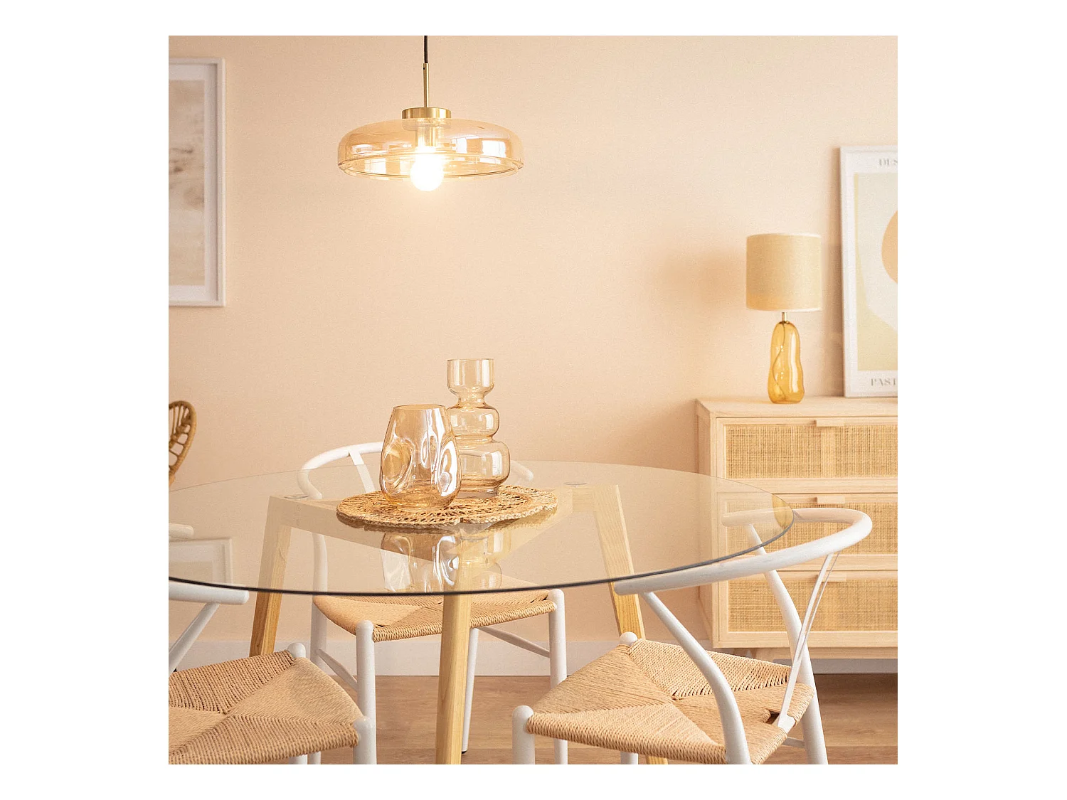 Lampada a Sospensione Vetro Hipo Ambra