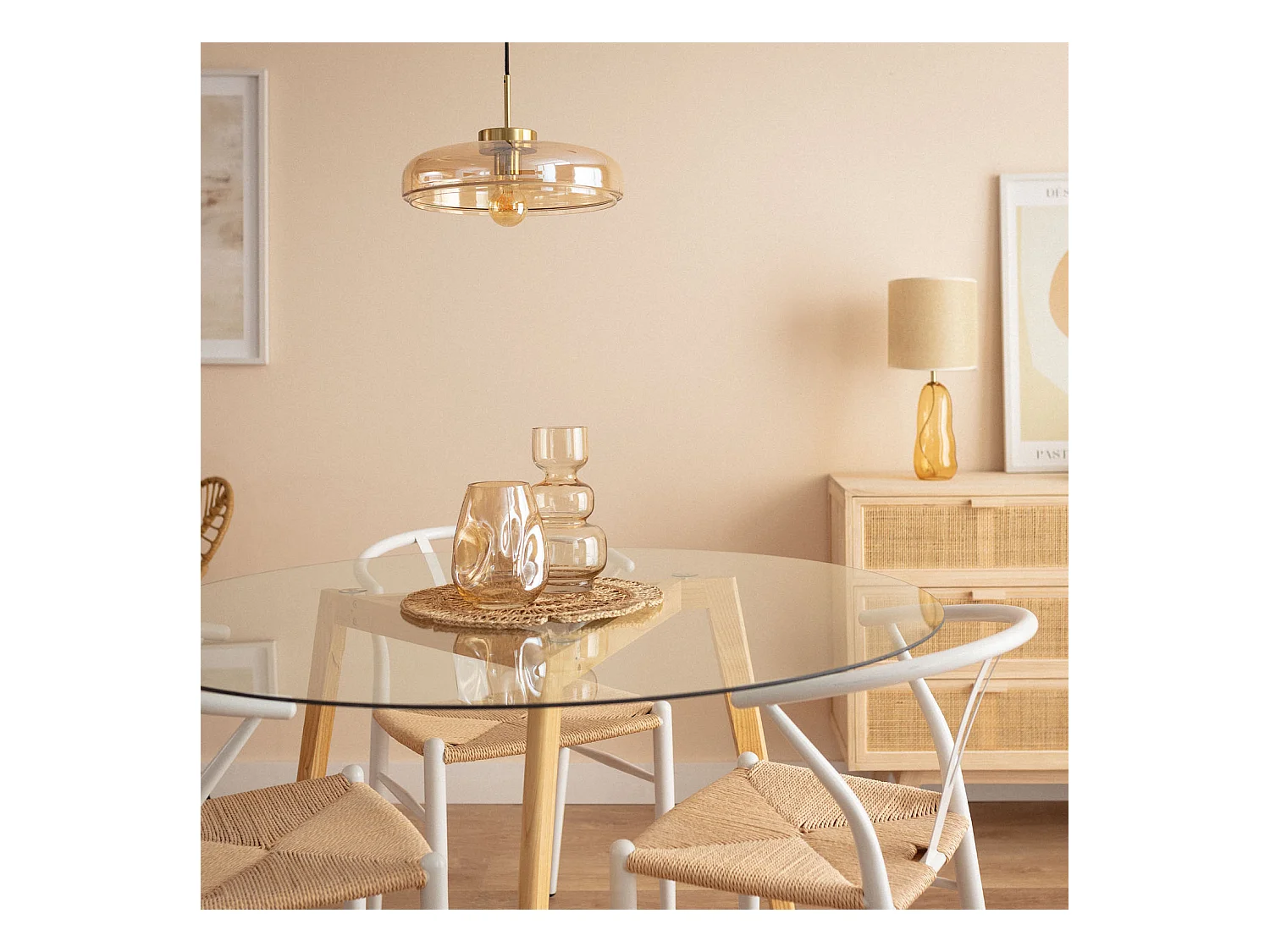 Lampada a Sospensione Vetro Hipo Ambra