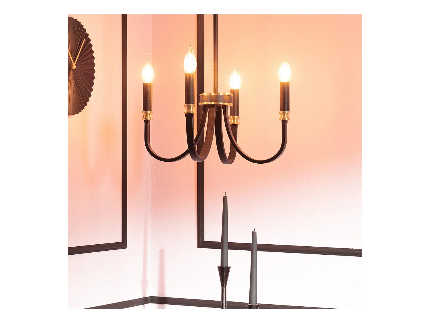 Lámpara de Araña Metal Makenduru Negro