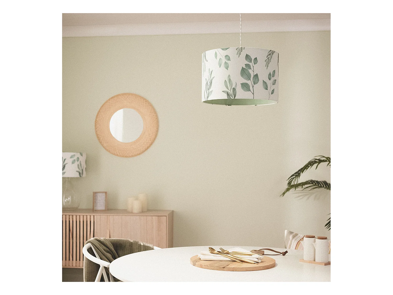 Lámpara Colgante Tela Verdy Blanco