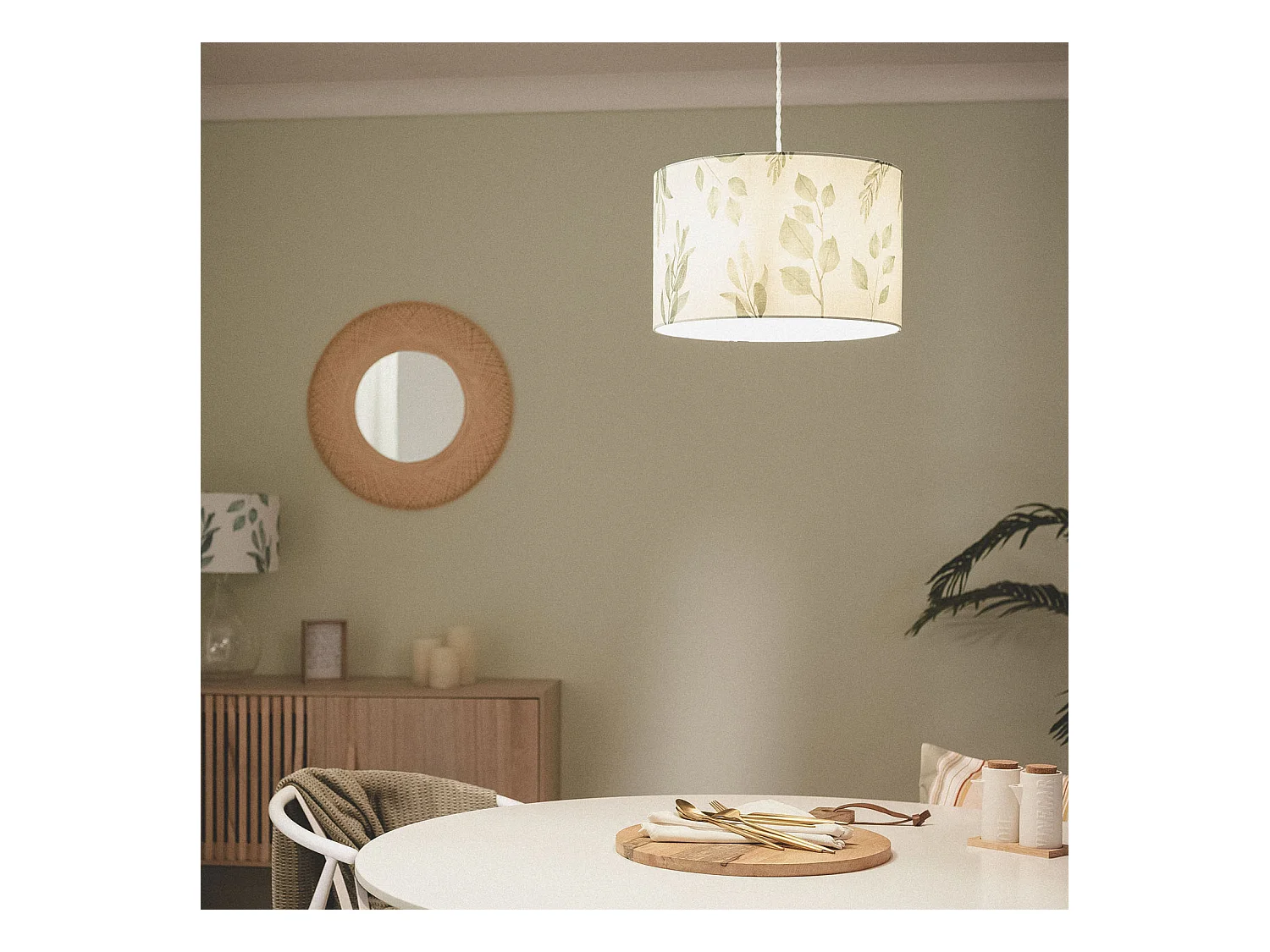 Lámpara Colgante Tela Verdy Blanco