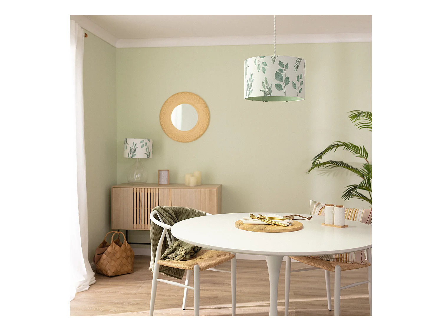 Lámpara Colgante Tela Verdy Blanco