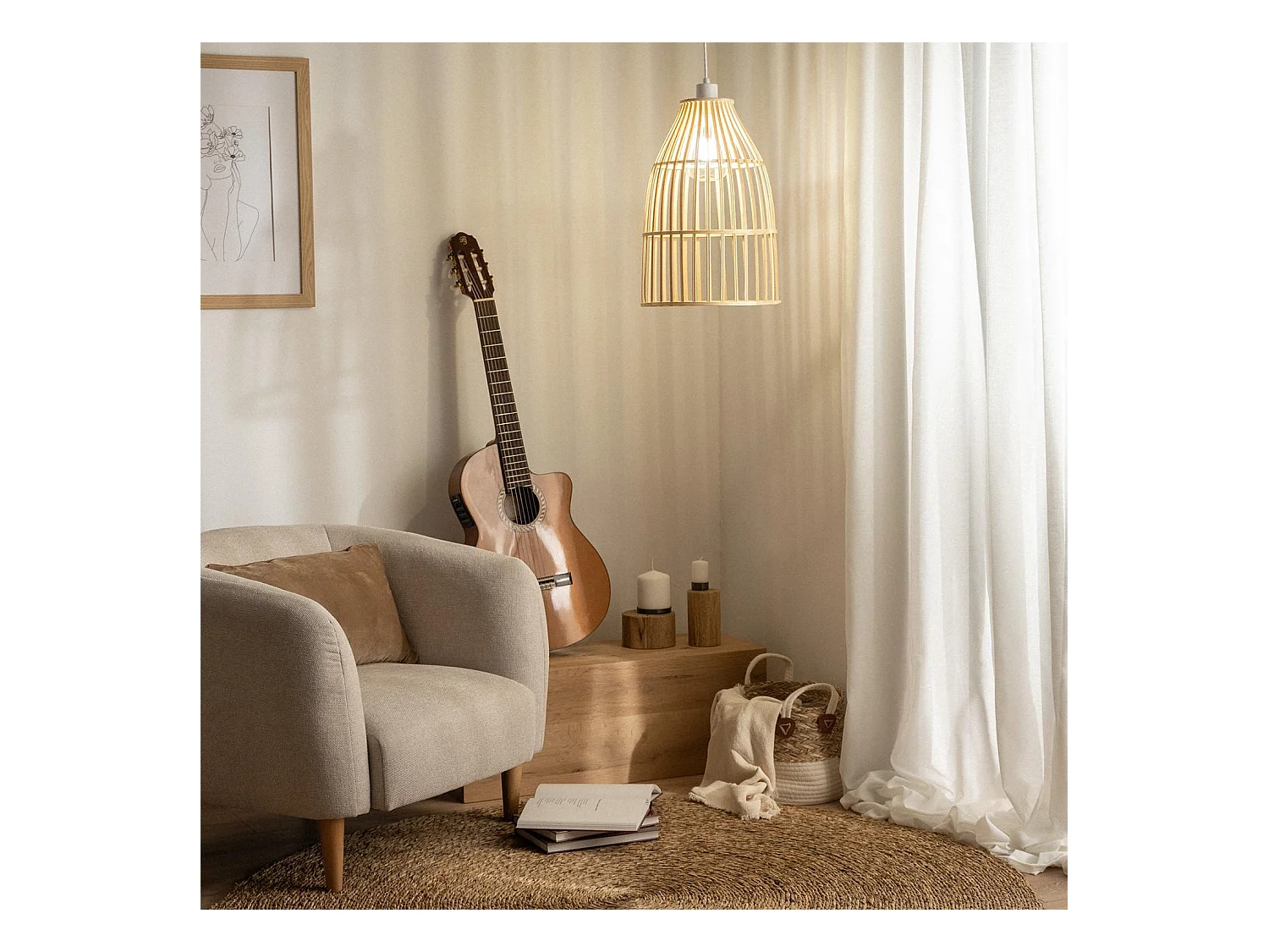 Lámpara Colgante Bambú Zunyi Natural