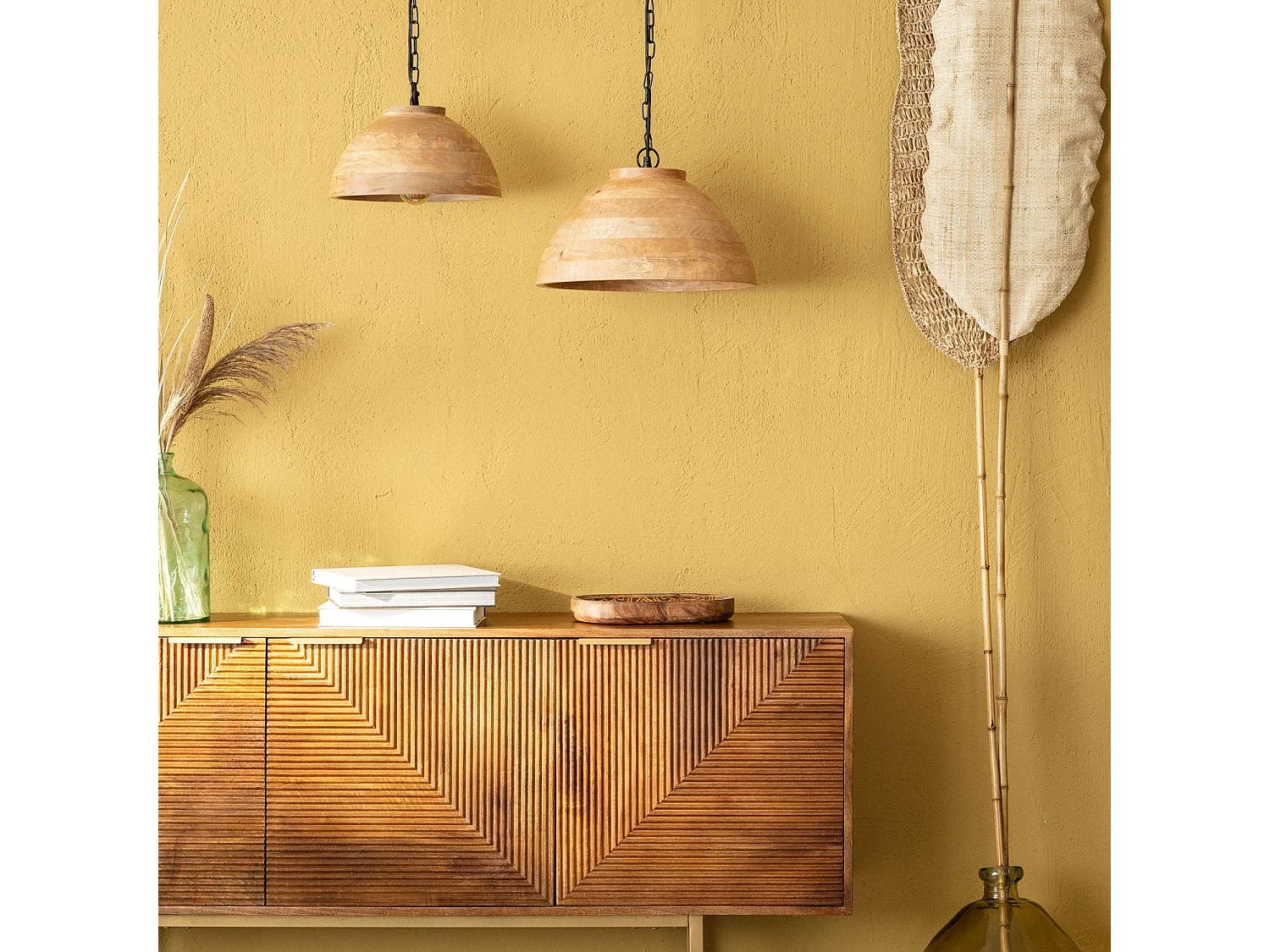 Lampada a Sospensione Legno Naisha M ILUZZIA Marrone