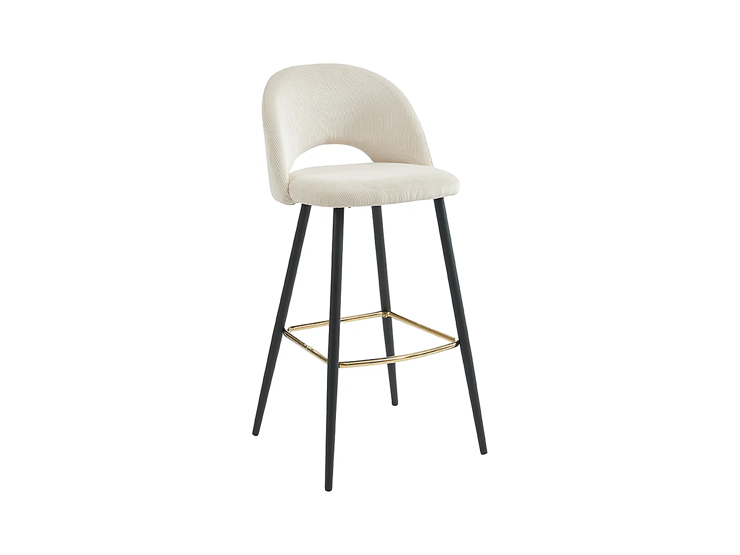 Barhocker 2er-Set - Cord & Metall - Cremefarben - FINCHY von Pascal Morabito