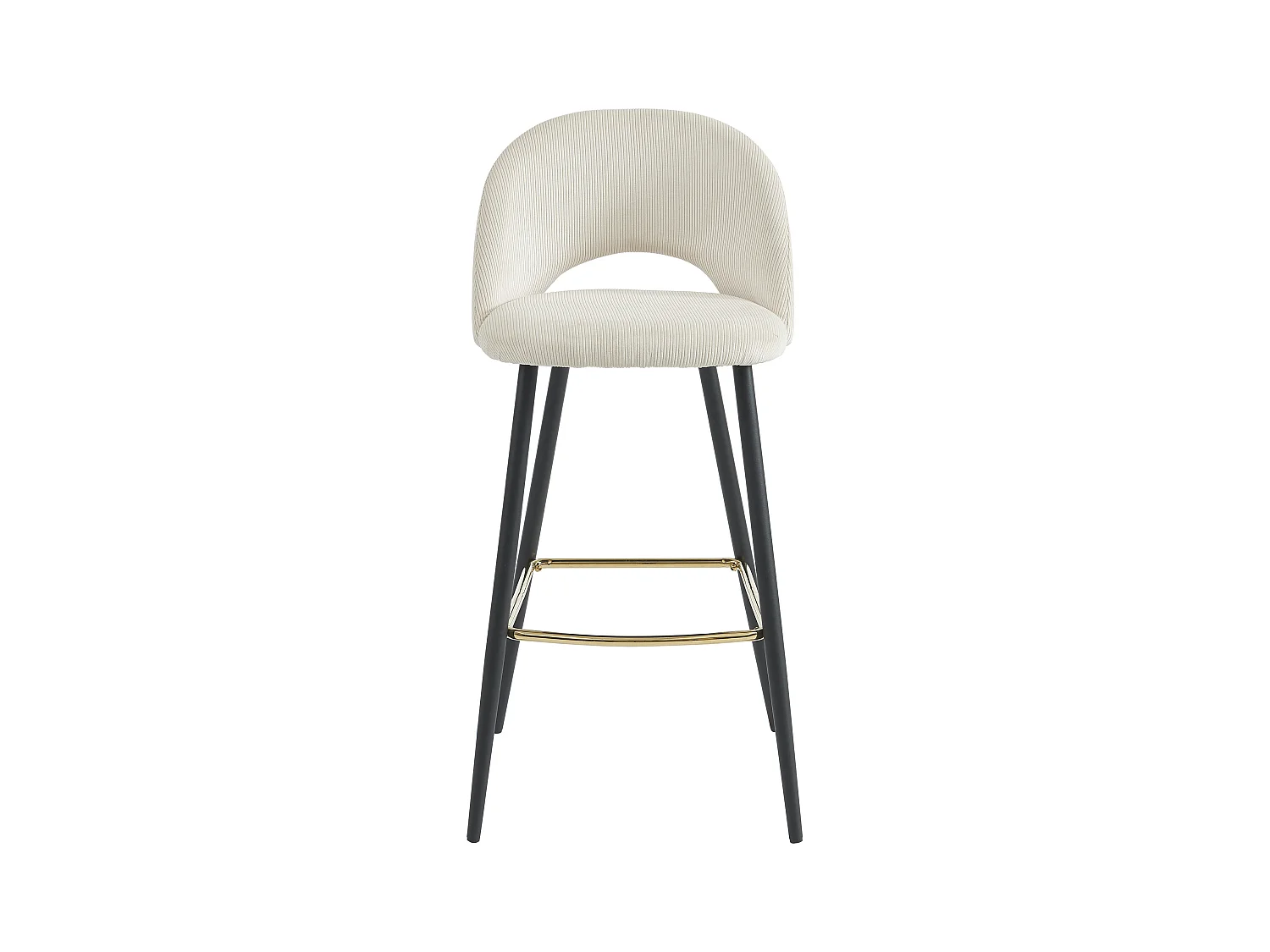 Barhocker 2er-Set - Cord & Metall - Cremefarben - FINCHY von Pascal Morabito