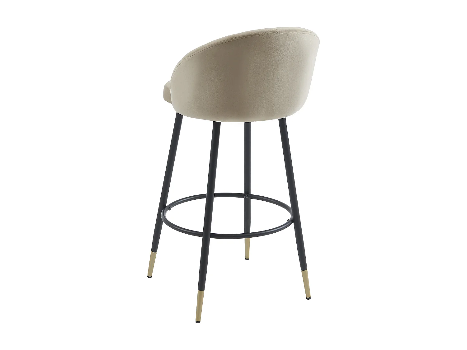 Lot de 2 tabourets de bar en velours et métal - Beige - ELIRAM