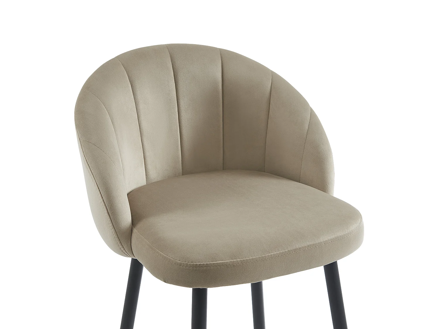 Lot de 2 tabourets de bar en velours et métal - Beige - ELIRAM