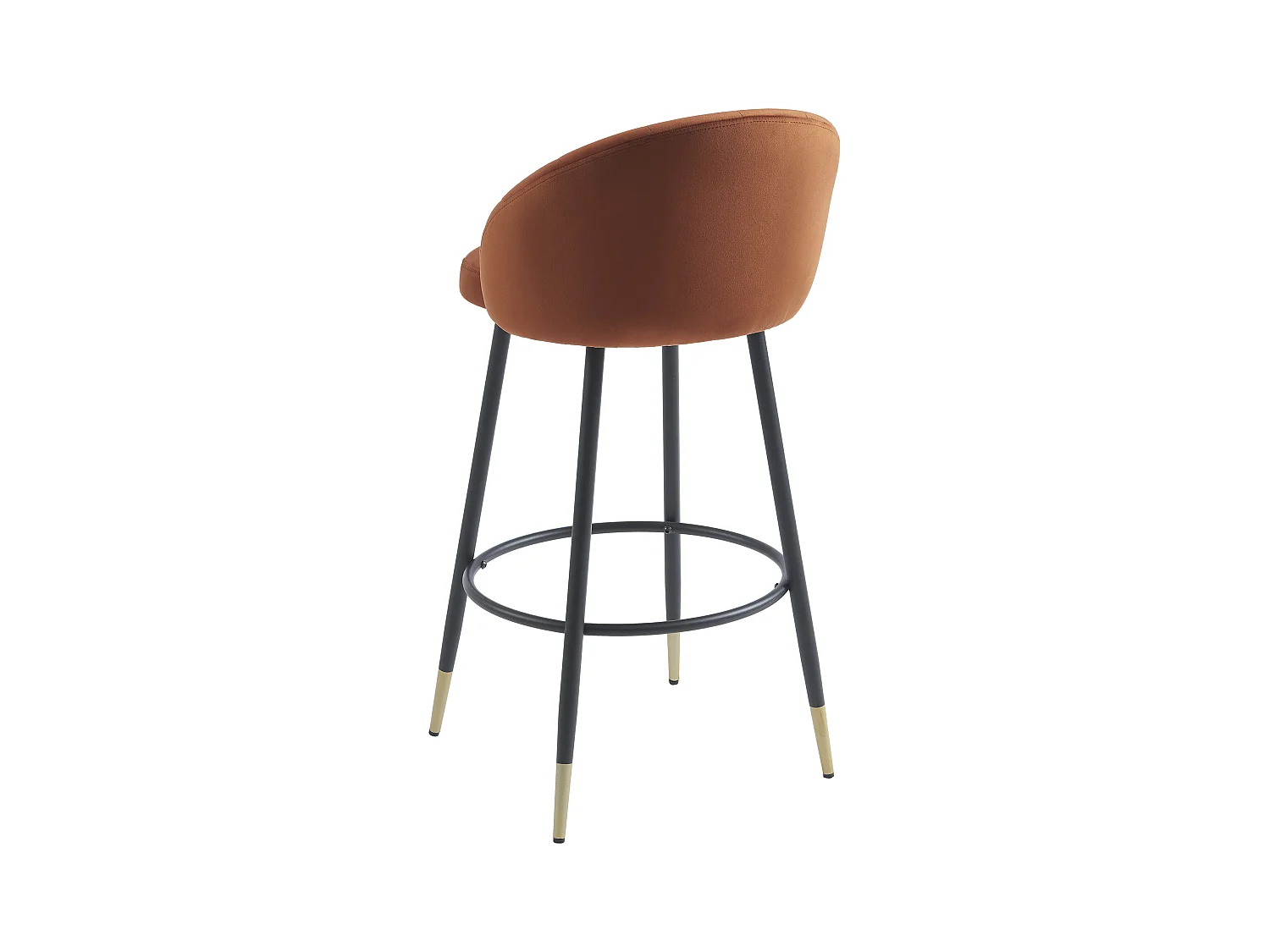 Lot de 2 tabourets de bar en velours et métal - Terracotta - ELIRAM