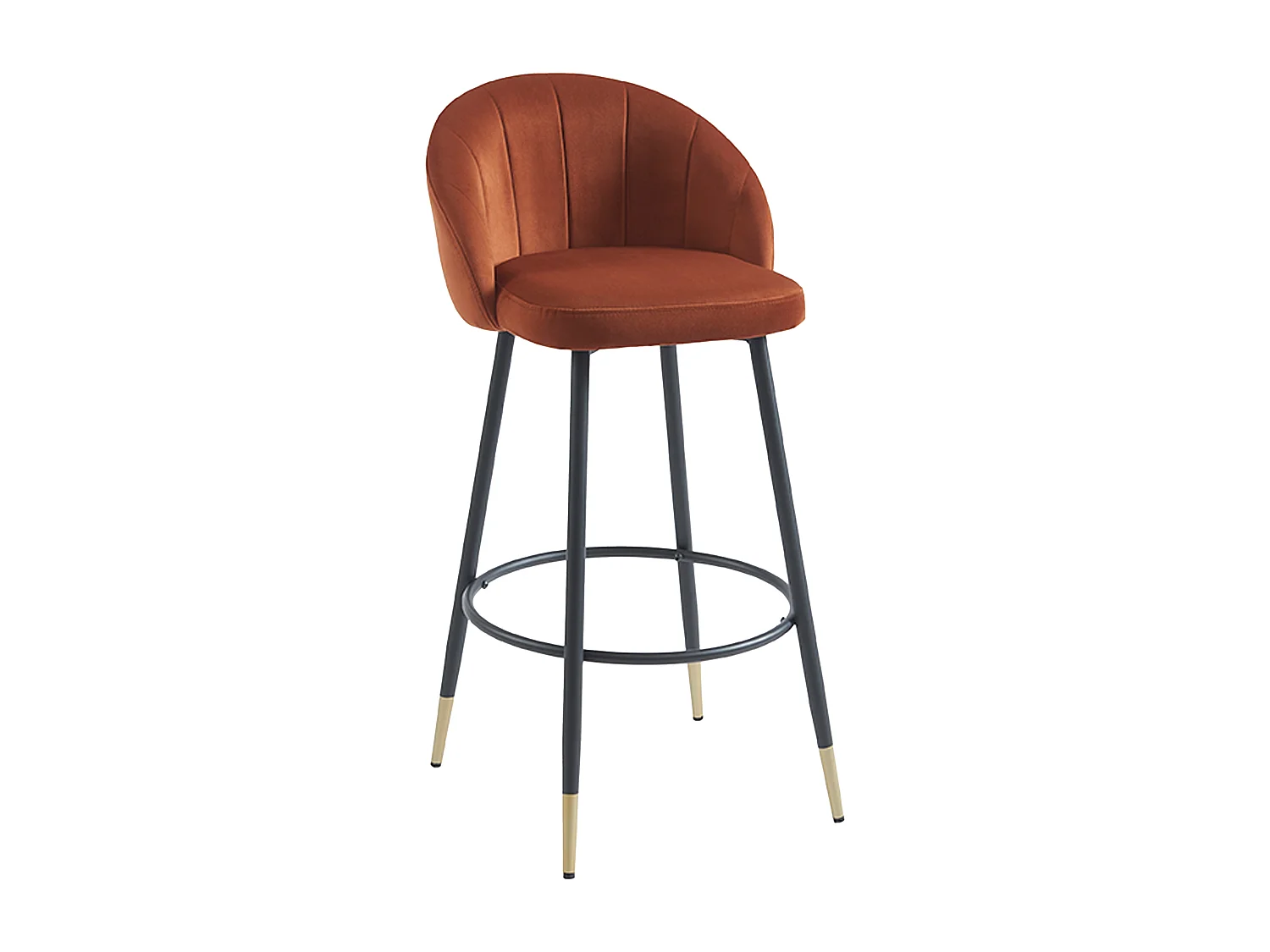 Lot de 2 tabourets de bar en velours et métal - Terracotta - ELIRAM