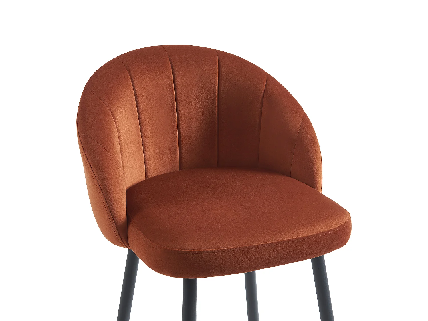 Lot de 2 tabourets de bar en velours et métal - Terracotta - ELIRAM