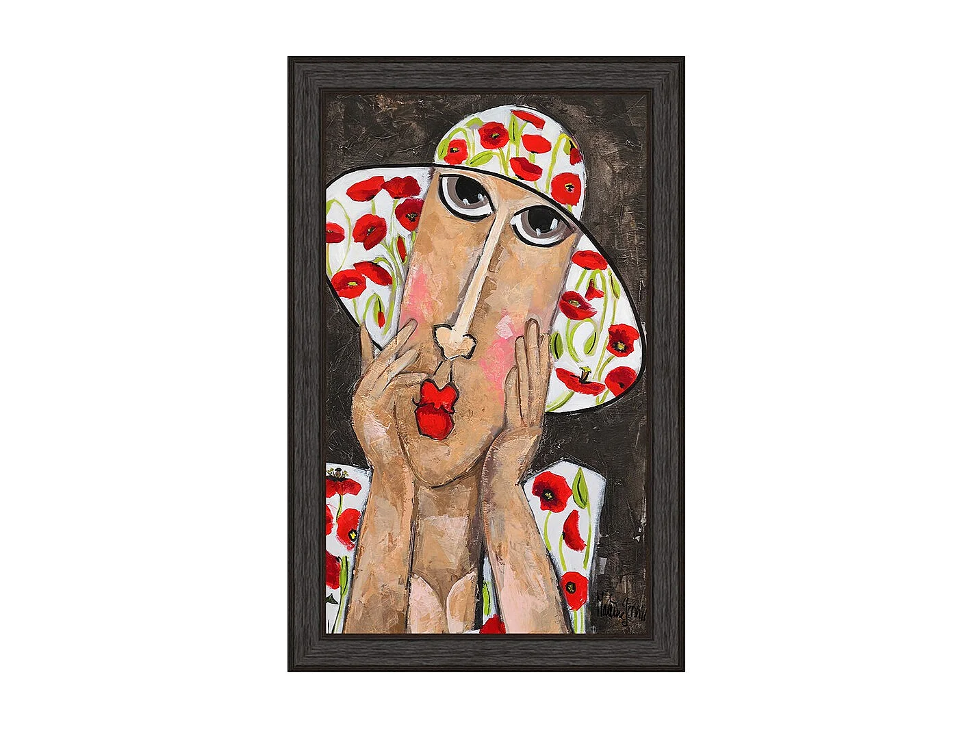 Tableau la fille aux coquelicots de Martine Gonnin 60x90 cm