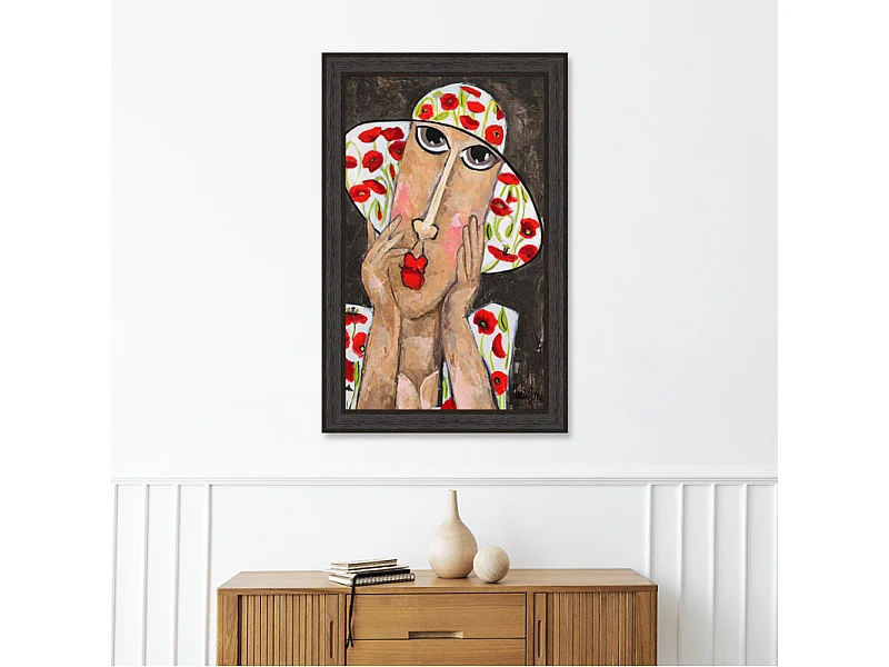 Tableau la fille aux coquelicots de Martine Gonnin 60x90 cm