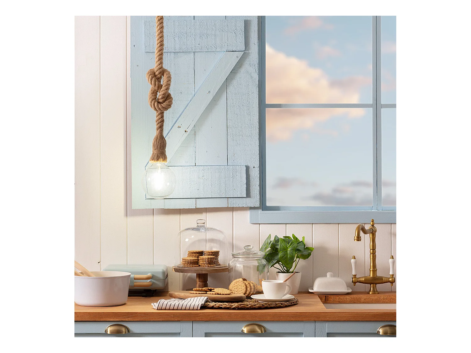 Lampada a Sospensione in Corda Perseo Marrone