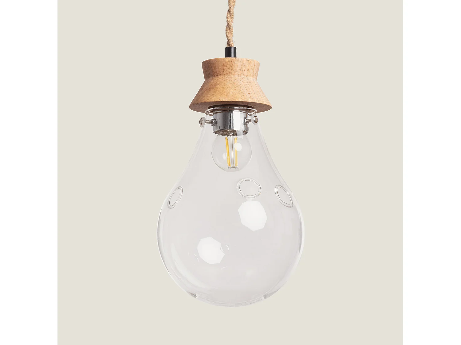 Suspension Bois et Verre Kathu Bumbieris Naturel