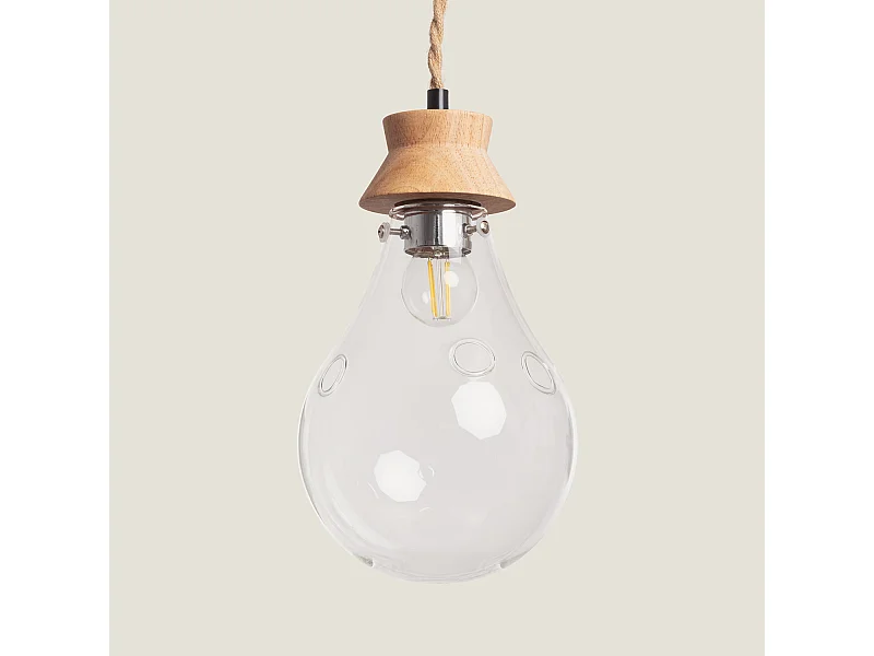 Suspension Bois et Verre Kathu Bumbieris Naturel