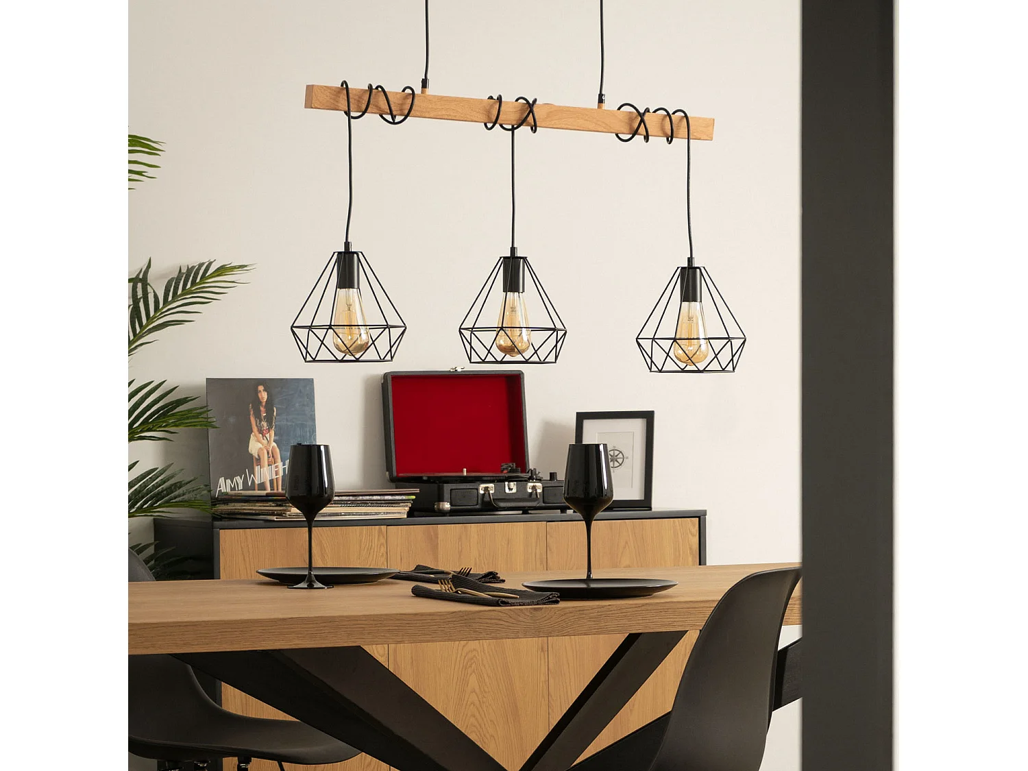 Lámpara Colgante Metal Sardo 3 Focos Blanco