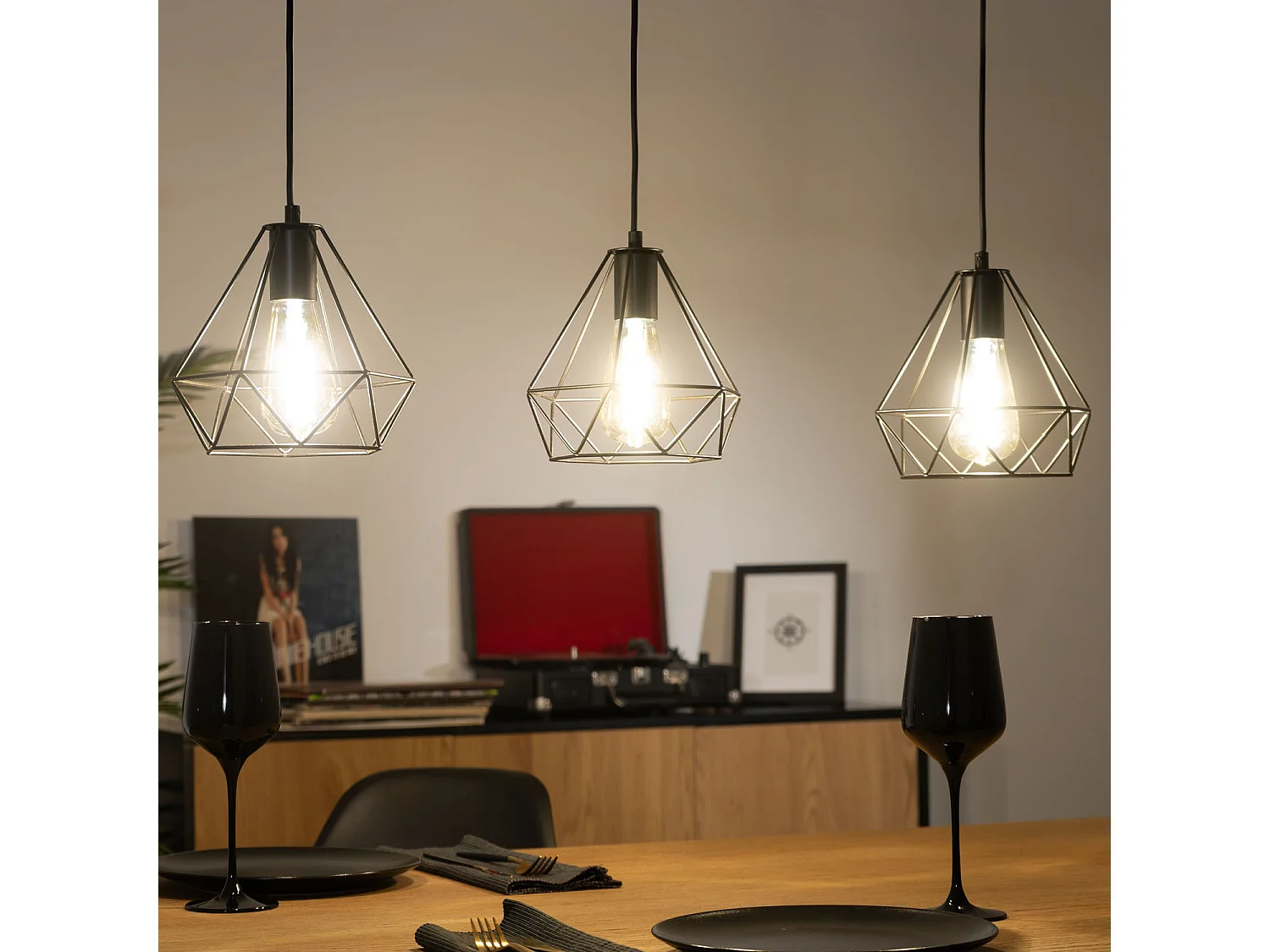 Lámpara Colgante Metal Sardo 3 Focos Blanco