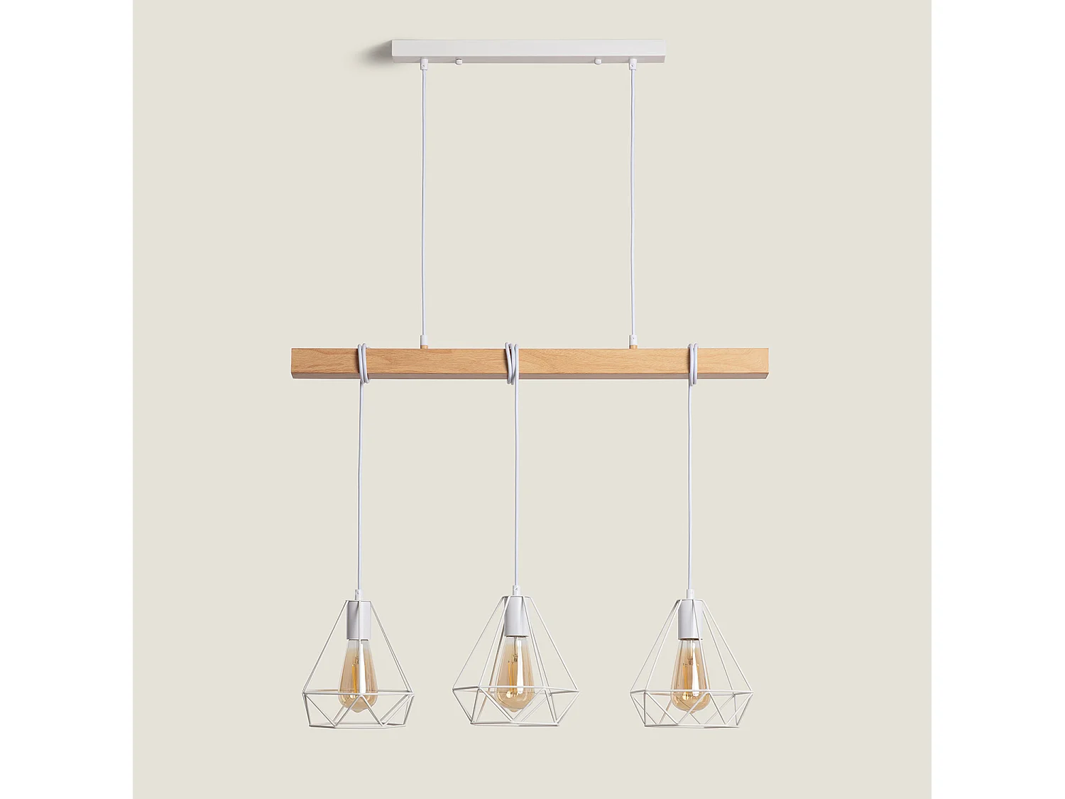 Lámpara Colgante Metal Sardo 3 Focos Blanco