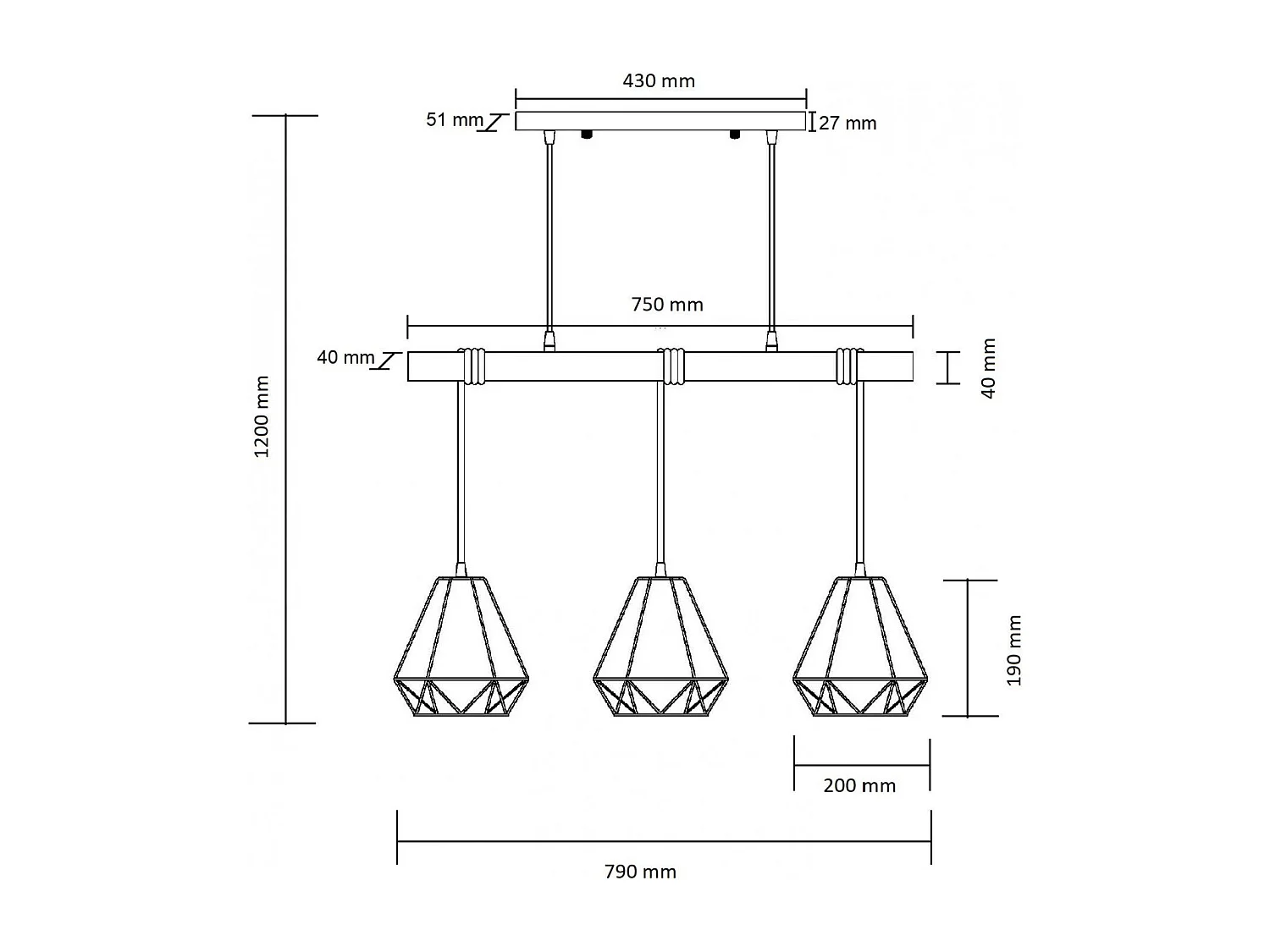 Lámpara Colgante Metal Sardo 3 Focos Blanco